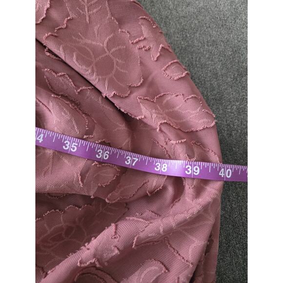 Feminine Pink Floral Burnout Jacquard Wrap Midi Dress Flutter Sleeve Torrid Sz 6 - Picture 11 of 13